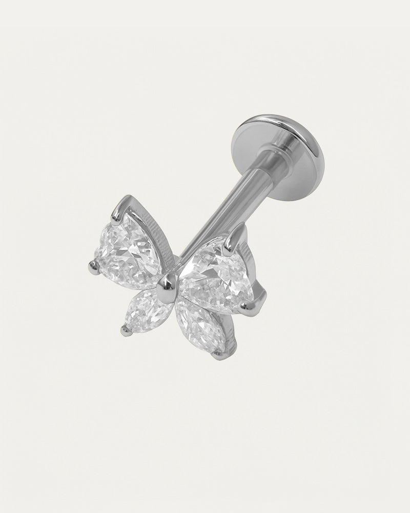 Titanium Piercing Strik met Kristallen - Anabella