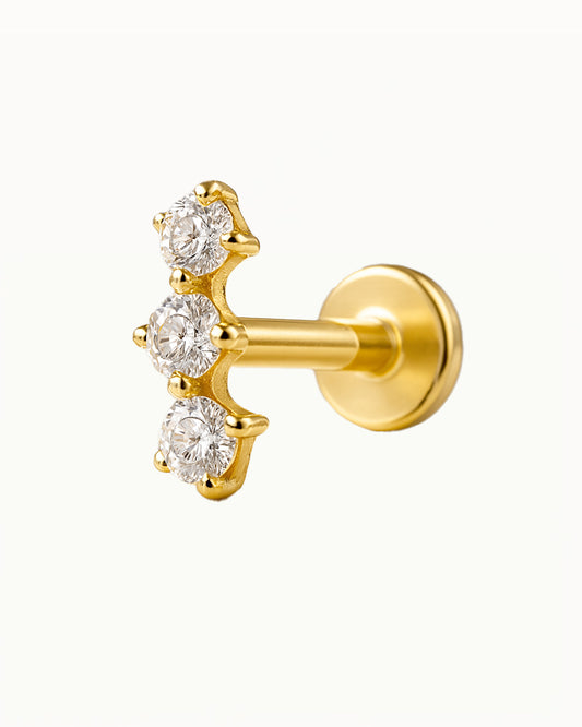 Titanium Piercing met Drie Kristallen - Arabella