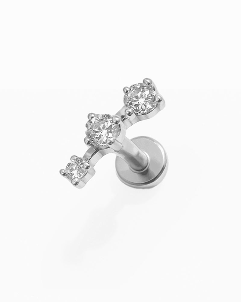 Titanium Boog Piercing met Drie Steentjes - Aria