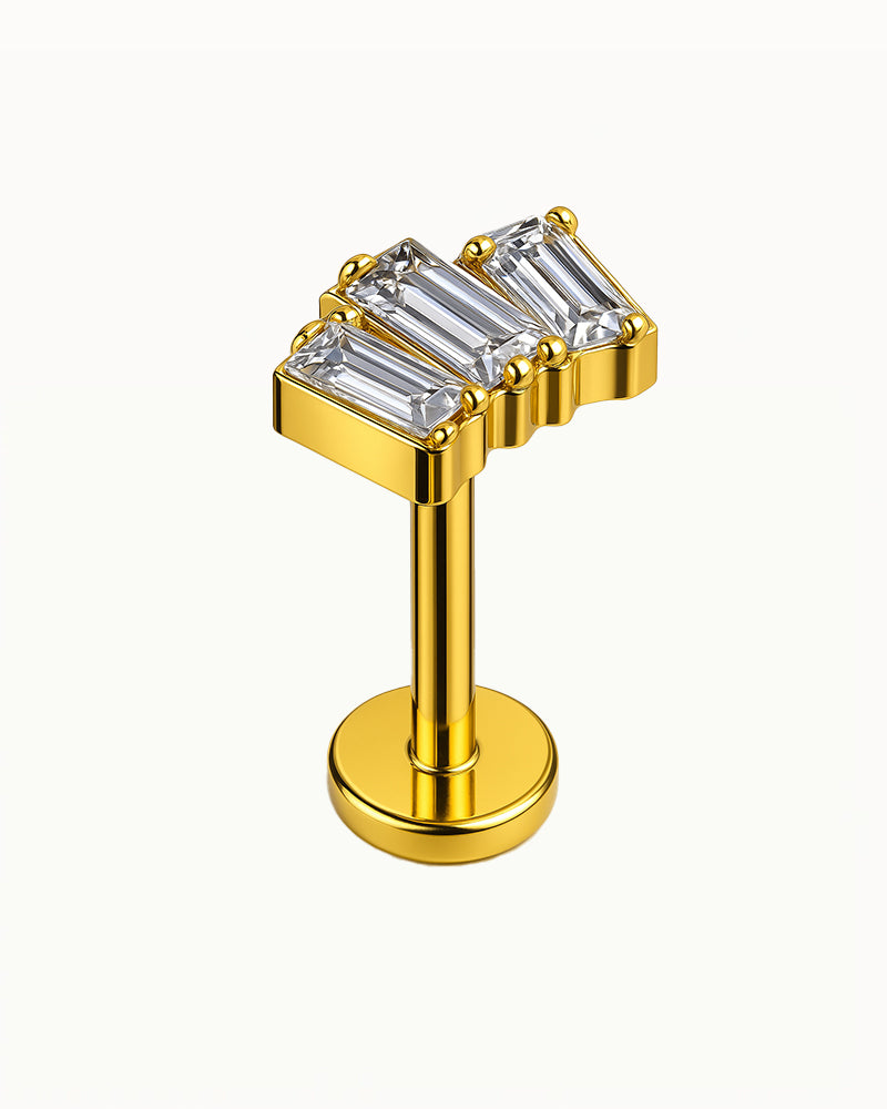 Titanium Piercing met Rechthoekige Kristallen - Esmeralda