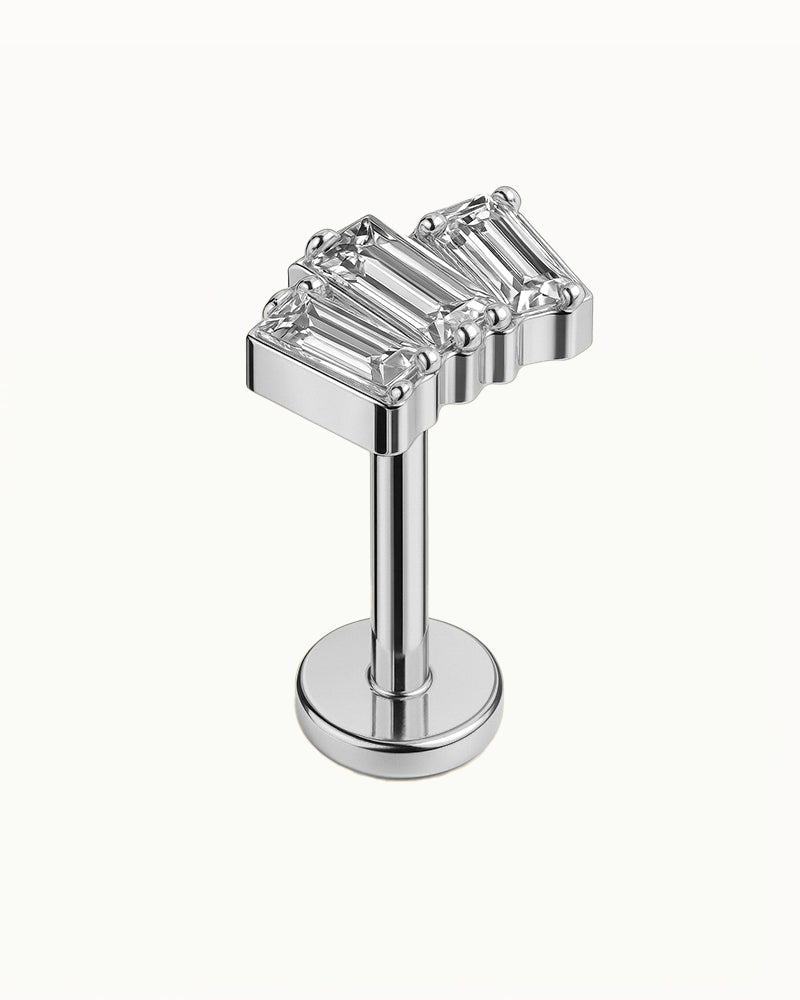 Titanium Piercing met Rechthoekige Kristallen - Esmeralda