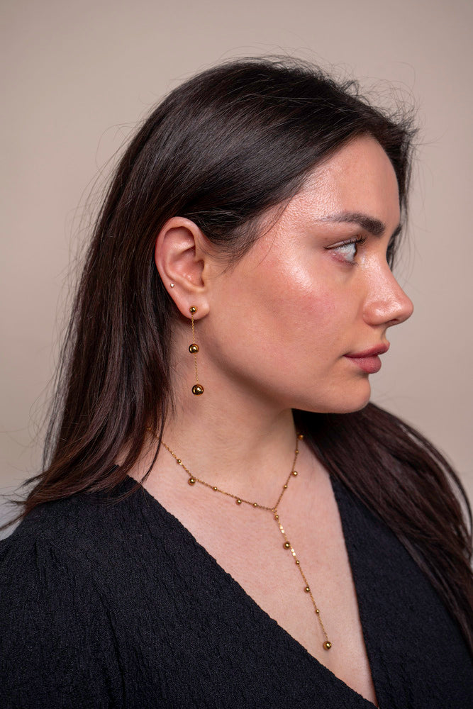 Collier Y en Or avec Perles Minimalistes - Nyra