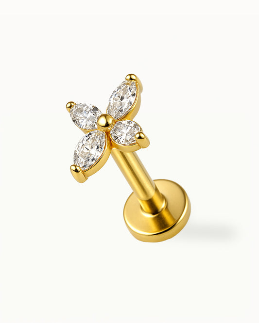 Titanium Bloem Piercing met Kristallen - Isla