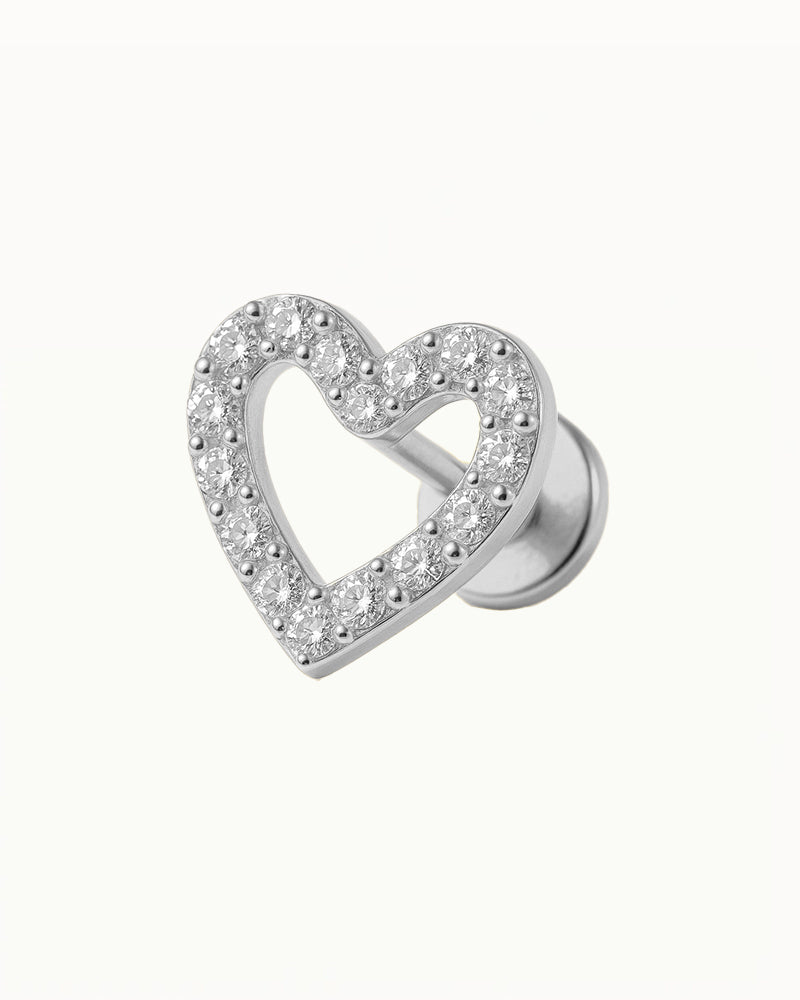 Titanium Piercing in Hartvorm met Kristallen - Joanne