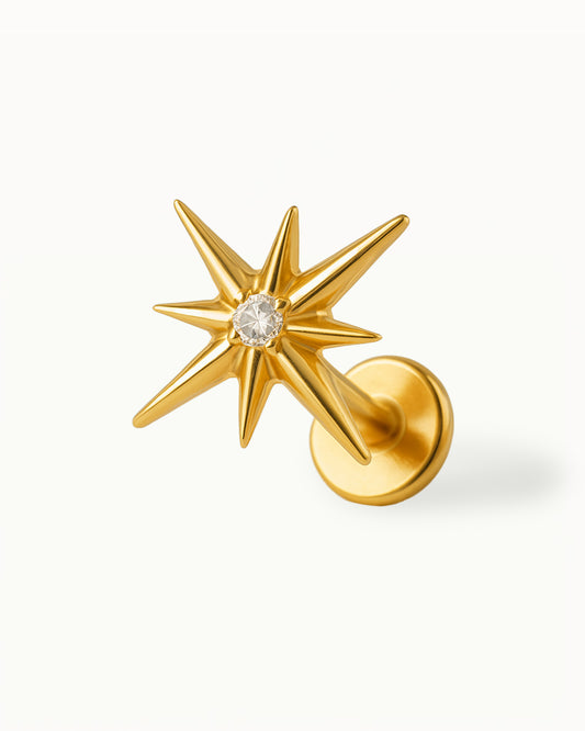 Titanium Piercing met Ster en Kristal - Margot