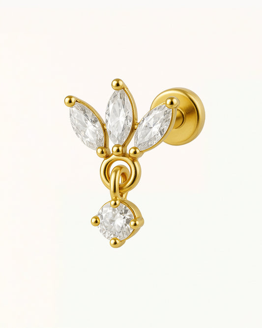 Titanium Piercing met Bloemvormige Kristal - Maya