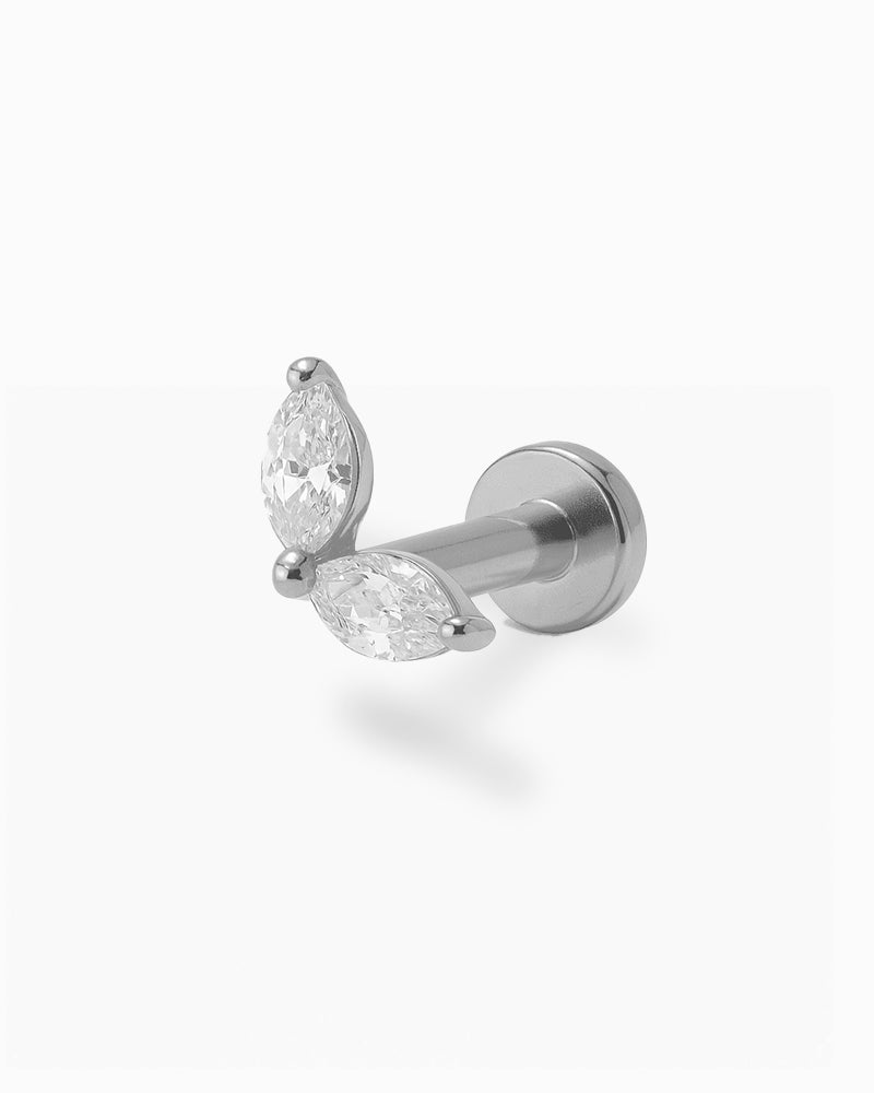 Titanium Piercing met Twee Kristallen - Medina