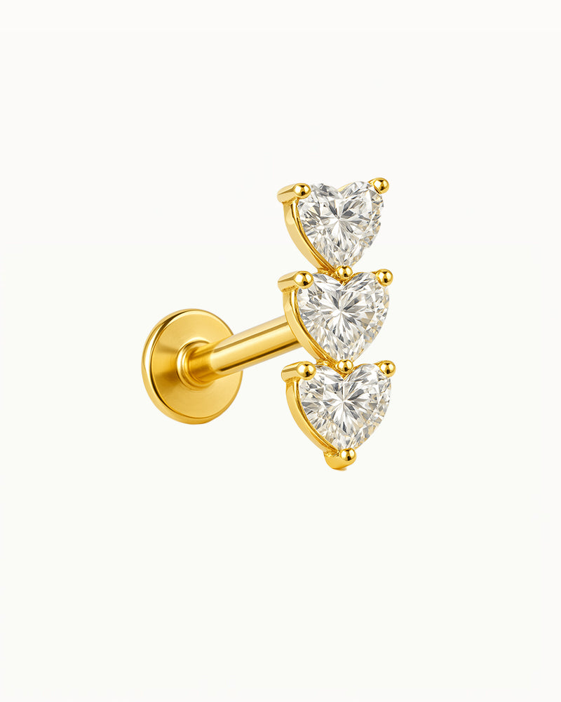 Titanium Piercing with Crystal Hearts - Poppy