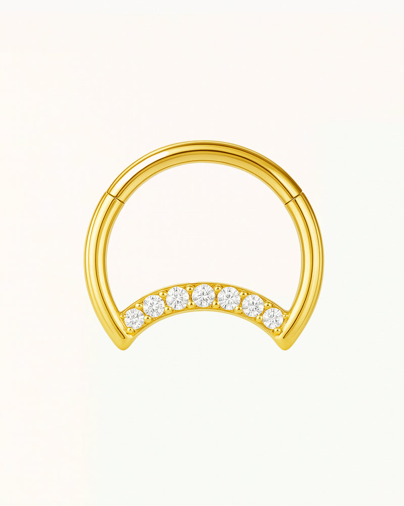 Titanium Ring Piercing met Kristallen Boog - Rowan