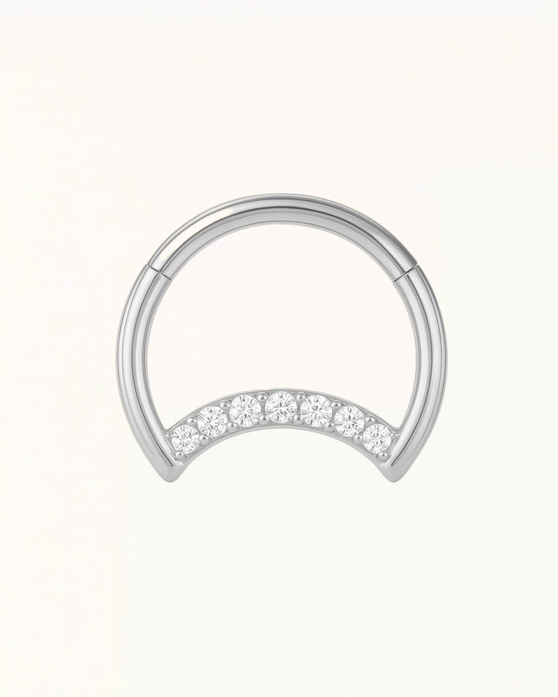 Titanium Ring Piercing met Kristallen Boog - Rowan