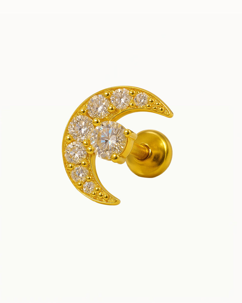 Titanium Maan Piercing in Kristallen - Selin