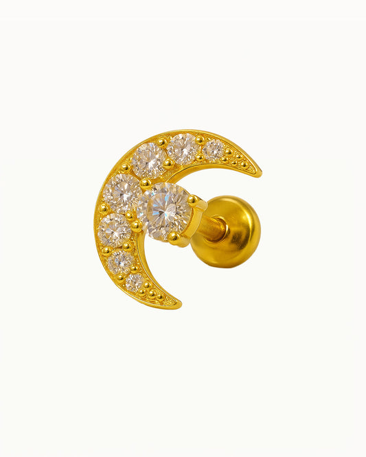 Titanium Maan Piercing in Kristallen - Selin