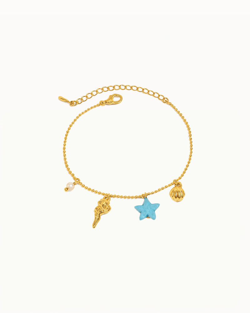 Gold Bracelet with Sea Charms - Dilara