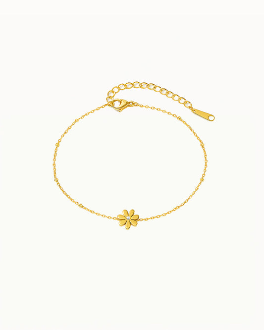 Gouden Armband met Bloem Hanger - Tiffany