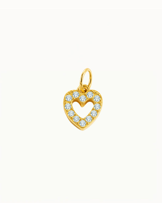 Golden Heart Charm with Crystals - Christina