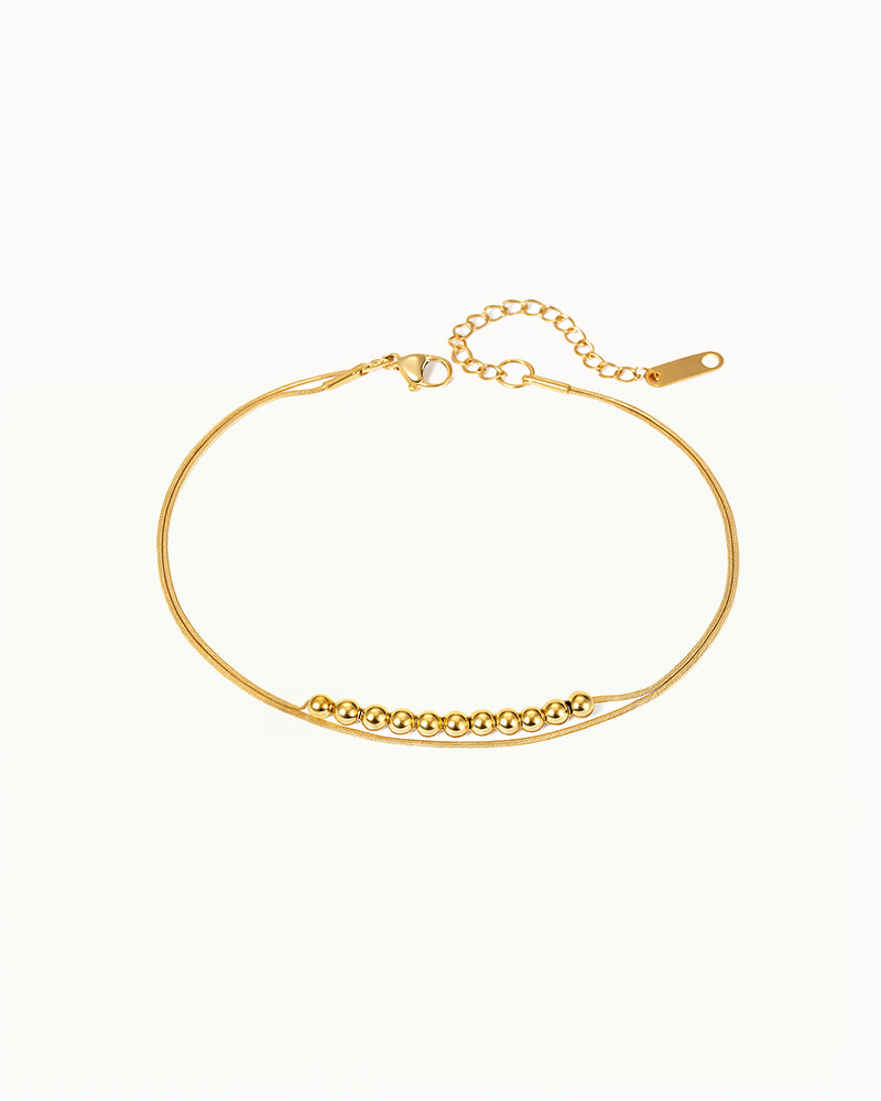 Gold-Colored Anklet with Small Beads - Chana