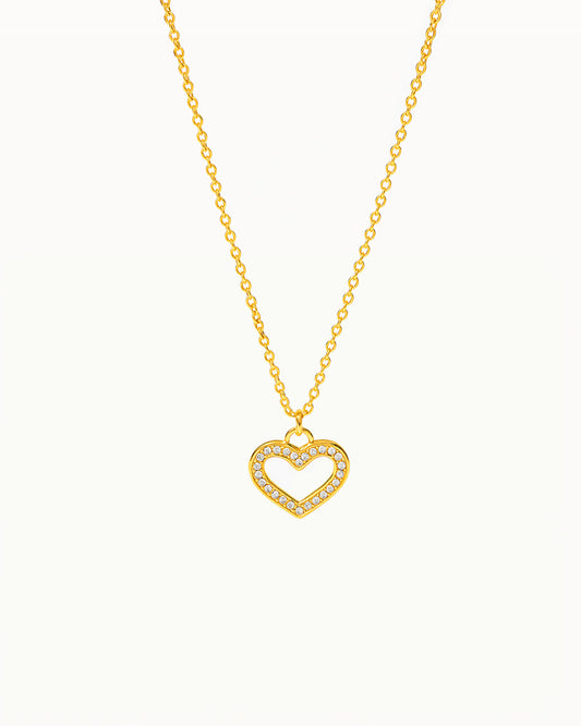 Golden Heart Necklace with Stones - Aura