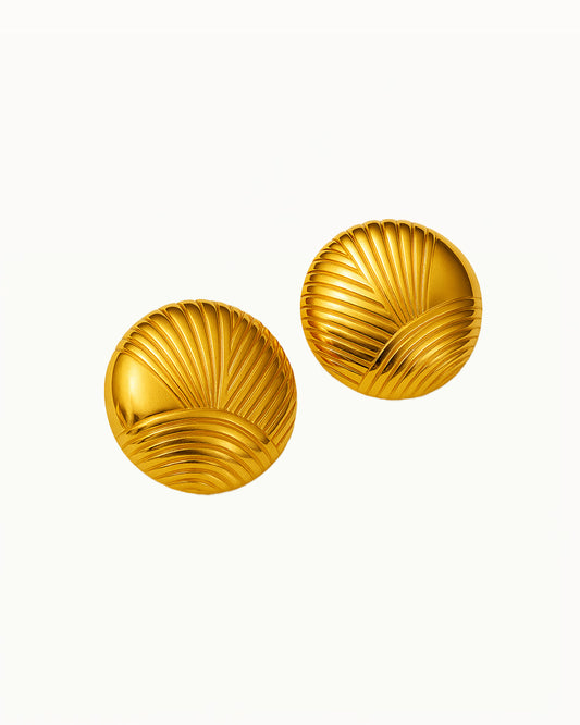 Gold Round Vintage Earrings - Cleo