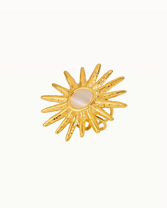 Gouden Ring met Zon Design - Verstelbaar - Suze - R75
