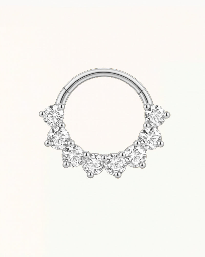 Titanium Ringvormige Piercing met Fonkelende Stenen - Ciara