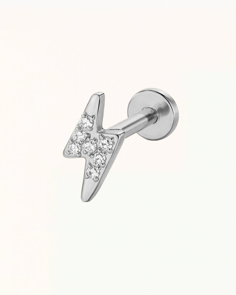 Titanium Bliksem Piercing met Kristallen - Kira