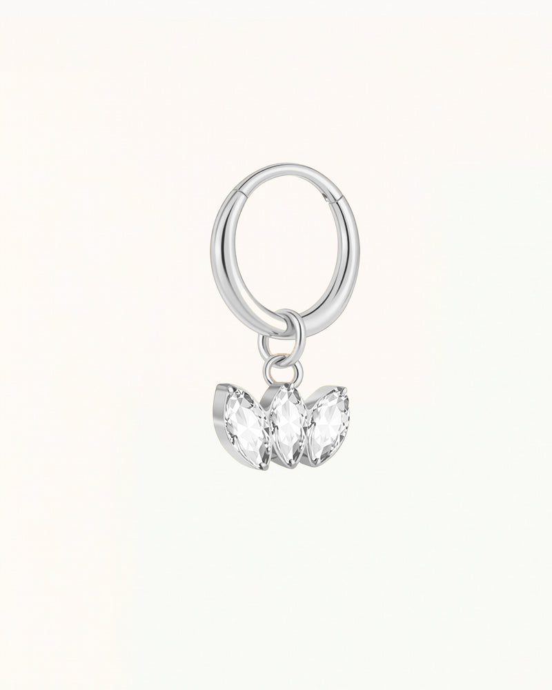 Titanium Clicker Piercing met Drie Marquise Stenen - Rebecca