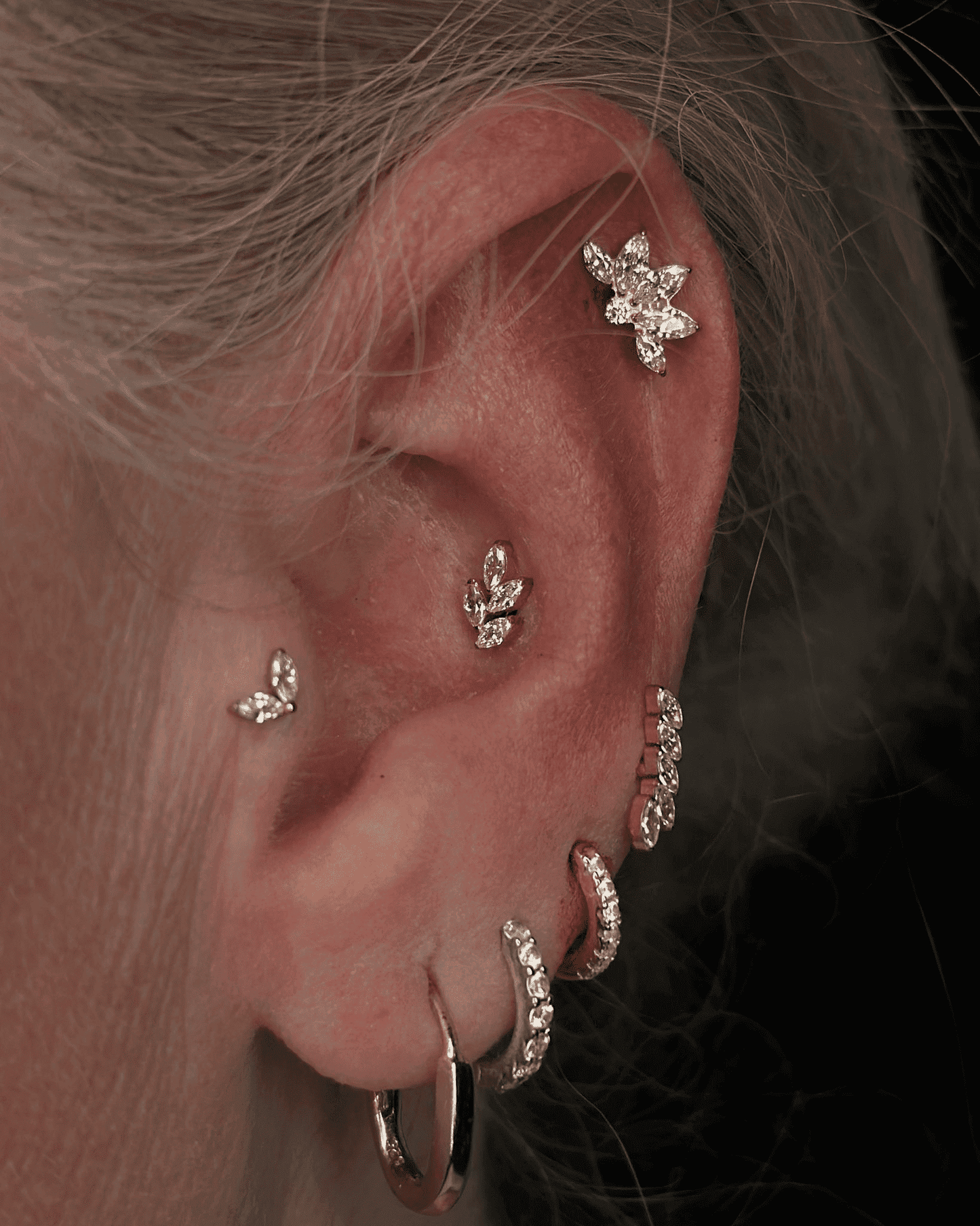 Titanium Leaf with Marquise Crystals - Luana