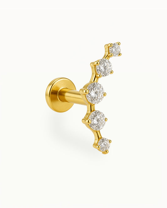 Titanium Piercing met Gebogen Kristallen - Wiktoria