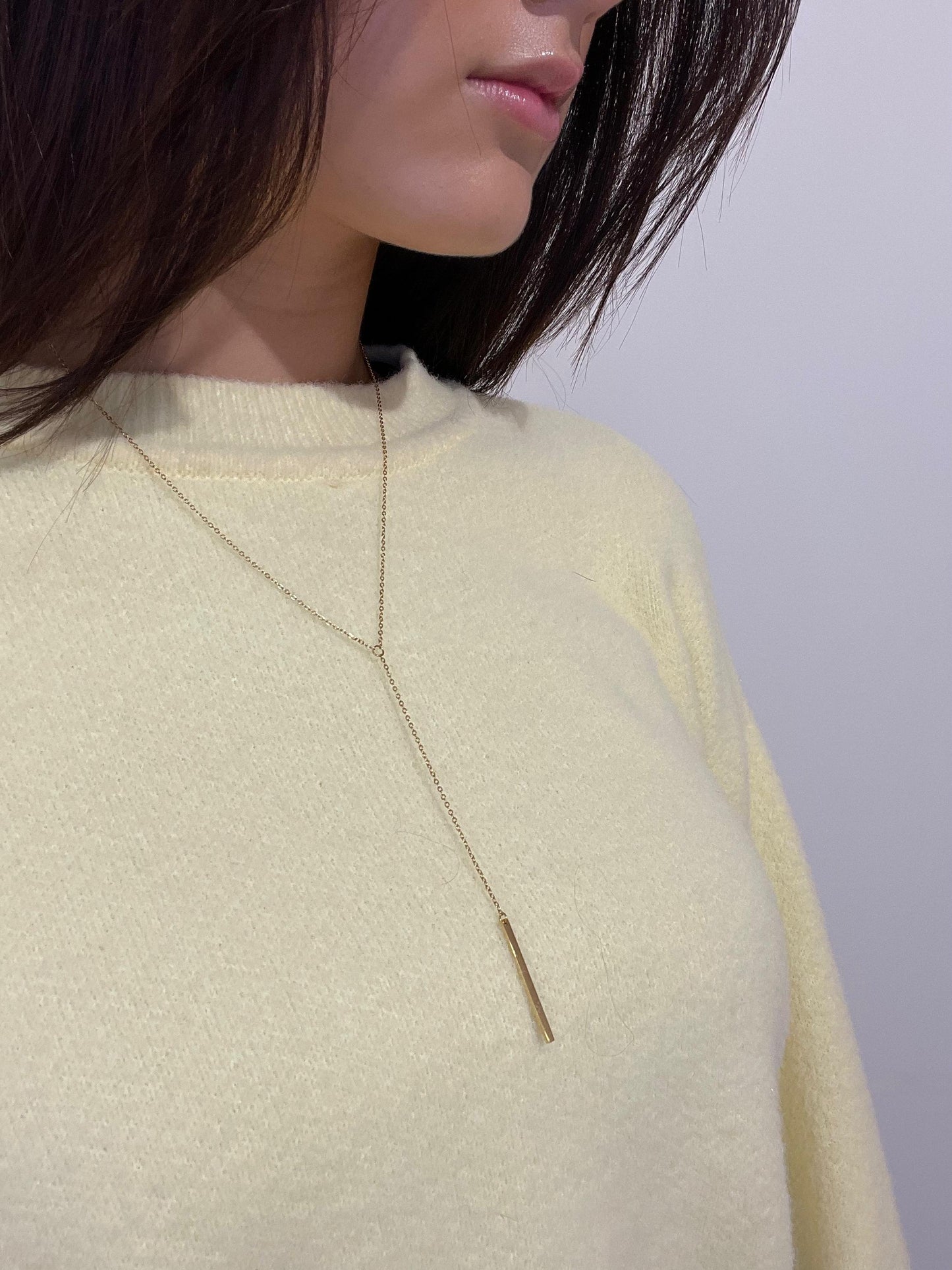 Minimalist Y-Necklace with Bar Pendant - Kayla