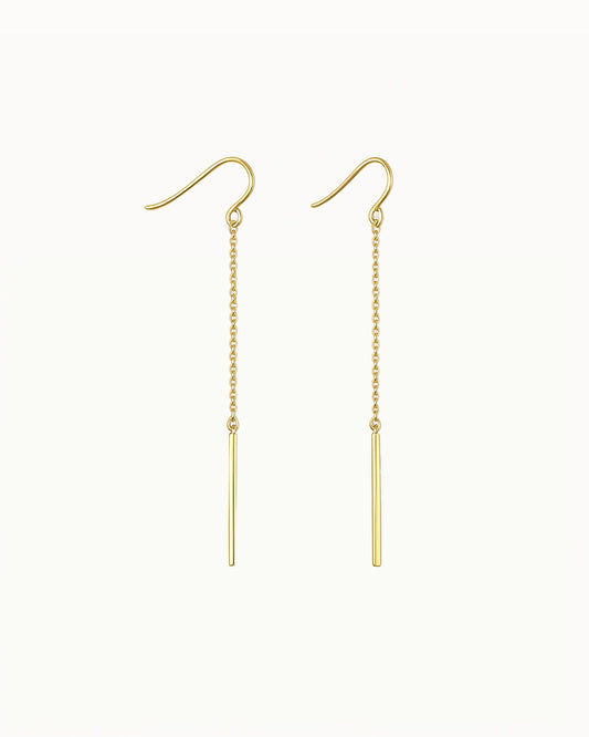 Oorbellen met Fijne Ketting en Staafje - Aileen