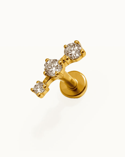 Titanium Boog Piercing met Drie Steentjes - Aria