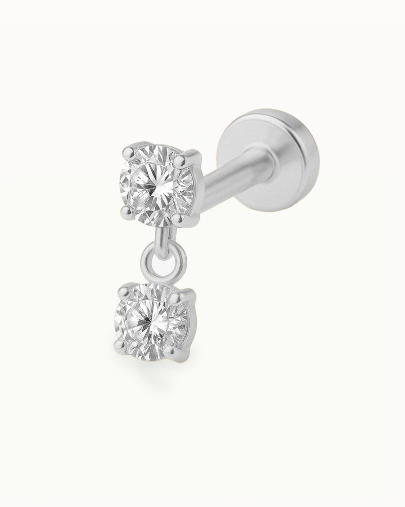 Titanium Dubbele Kristallen Piercing - Asya