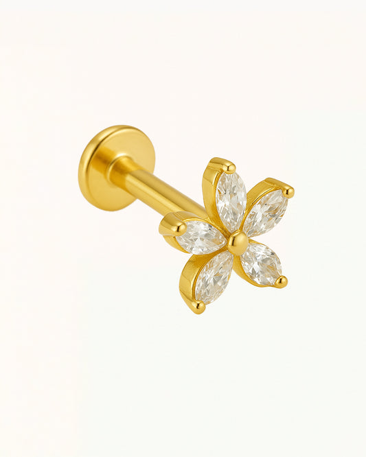 Titanium Bloem Piercing met Vijf Steentjes - Aubrey
