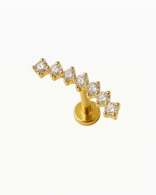 Titanium Piercing Golvend met Kristallen - Ewa