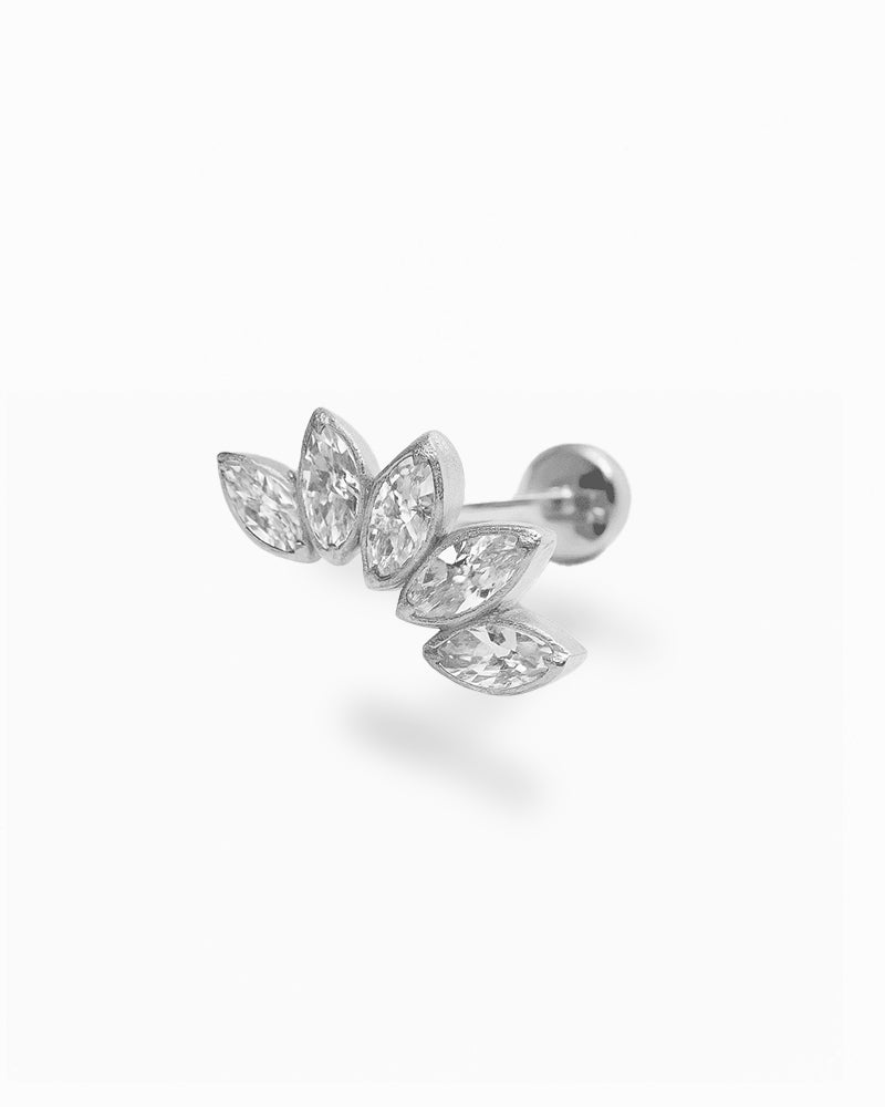 Titanium Piercing met Vijf Kristallen - Florence