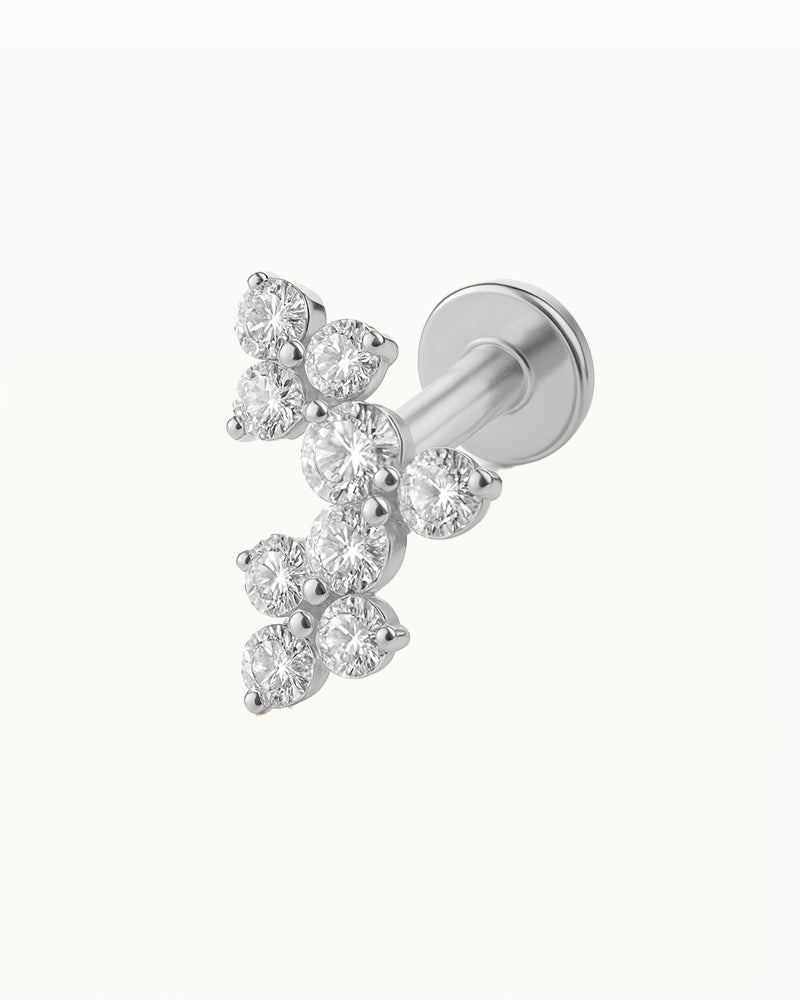 Titanium Piercing met Drie Bloemen - Grace