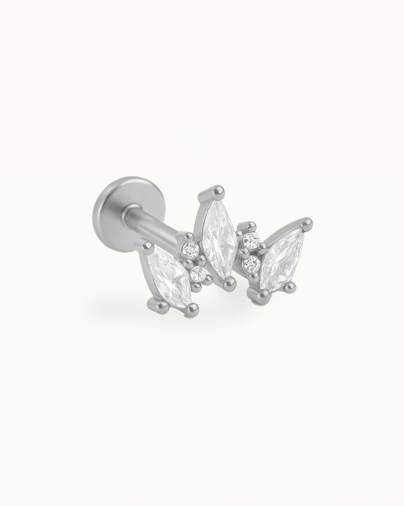 Titanium Chunky Piercing met Kristallen - Jade