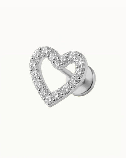 Titanium Piercing in Hartvorm met Kristallen - Joanne