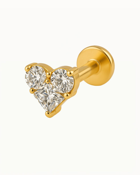 Titanium Hart Piercing met Grote Kristallen - Liah