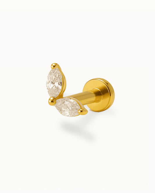 Titanium Piercing met Twee Kristallen - Medina