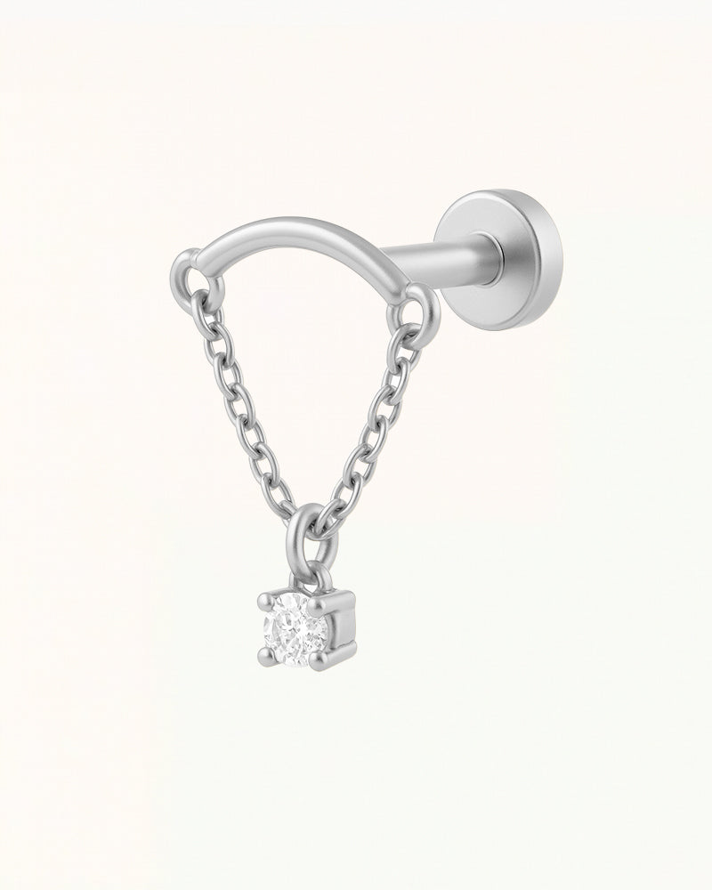 Titanium Piercing met Ketting en Kristal - Nisa