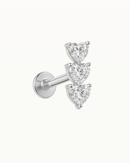 Titanium Piercing met Kristallen Hartjes - Poppy