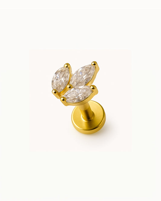 Titanium Piercing in Kristallen Bladvorm - Roza