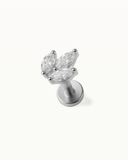 Titanium Piercing in Kristallen Bladvorm - Roza