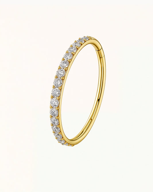 Titanium Dubbele Ring Piercing met Kristallen - Sylvana