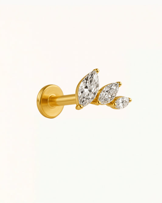 Titanium Piercing met Drie Marquise Steentjes - Brielle