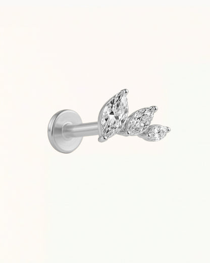Titanium Piercing met Drie Marquise Steentjes - Brielle