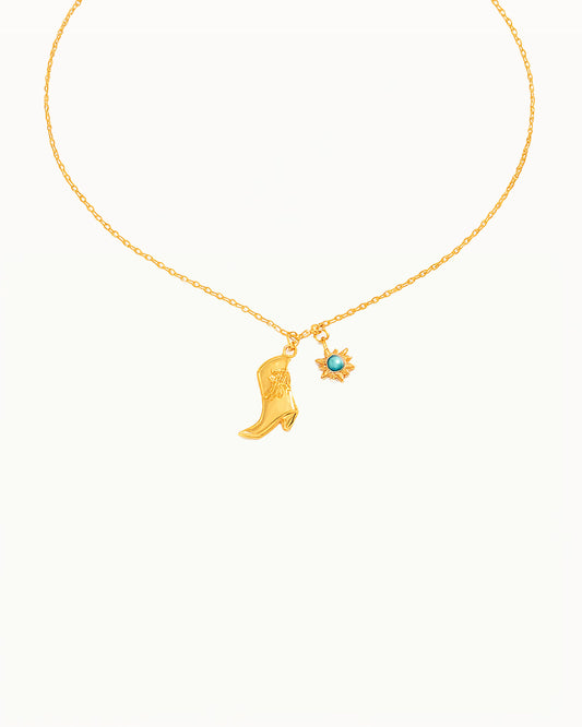 Gouden Ketting met Cowboylaars & Zon Bedel - Dynthe