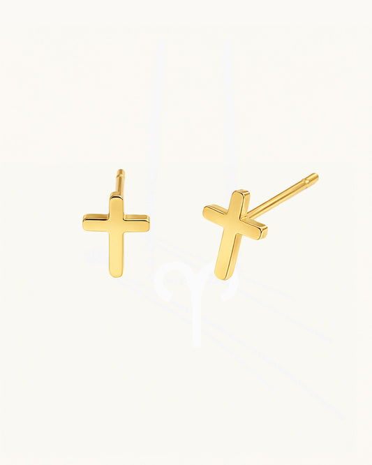 Subtle Cross Stud Earrings - Maria