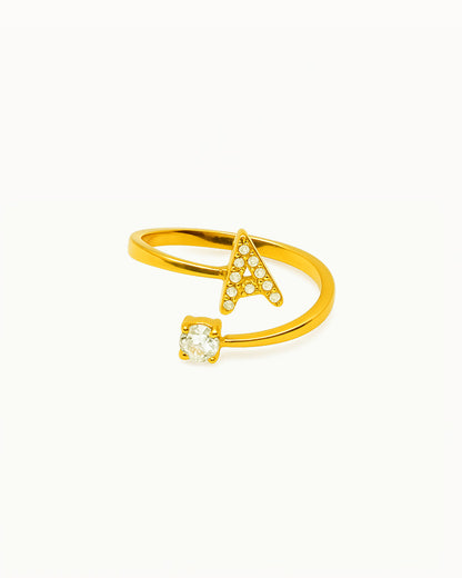 Initial Adjustable Ring with Stones - R88